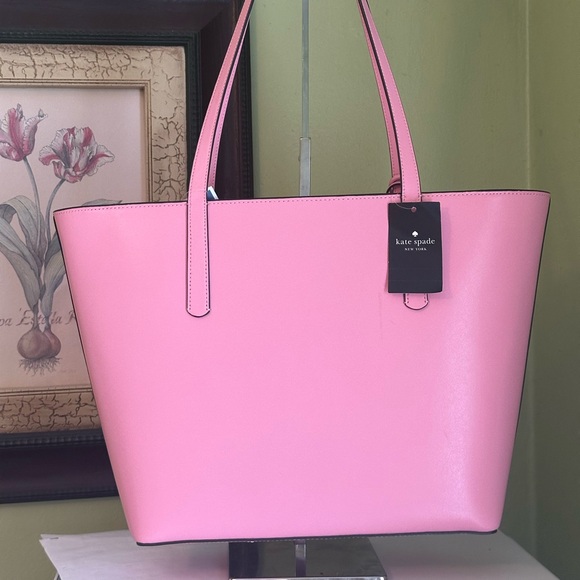 β οΈβ₯οΈ NEW KATE SPADE β₯οΈβ£οΈ KARLA WRIGHT PLACE TOTE PINK LEATHER BAG - Picture 3 of 5